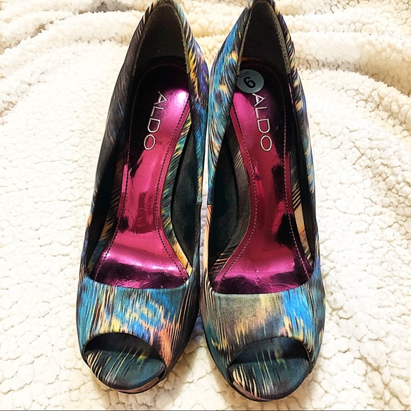 Aldo Peacock Peep Toe Heels - Size 6 - Picture 3 of 5